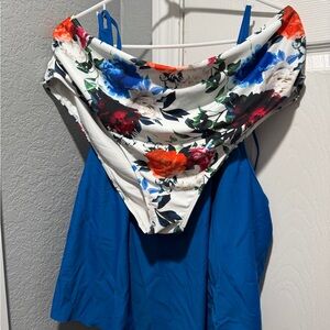 Floral and Blue Women's bathing suit